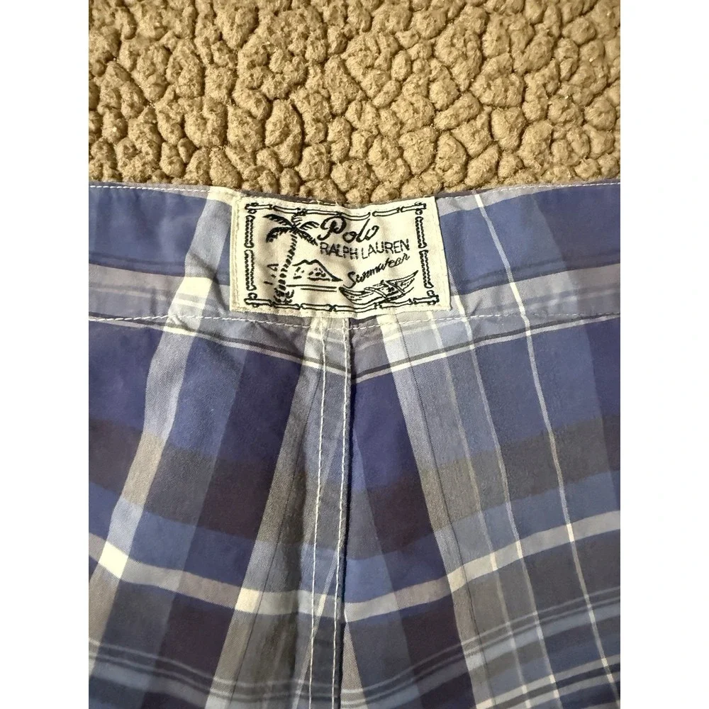Polo Ralph Lauren Swim Trunks Board Shorts Men's Size 34 Blue Plaid